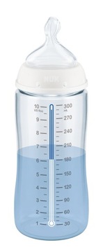 NUK Стеклянная бутылка с индикатором температуры 240мл 0-6м First Choice