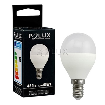 Żarówka LED SMD E14 G45Kulka 4,9W 480lm POLUX #839