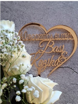 TOPPER NA TORT TOPER ROCZNICA ŚLUBU Z IMIONAMI LICZBA 30 40 50 zloty PLEXI