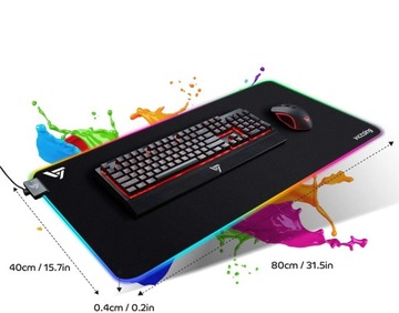 ИГРОВОЙ КОВРИК ДЛЯ МЫШИ со светодиодной подсветкой RGB XXL 80x40см