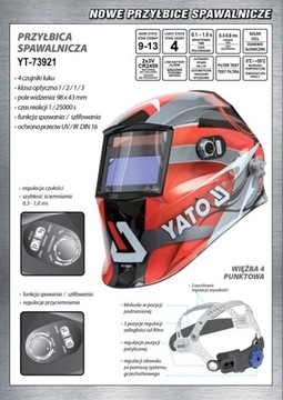 СВАРОЧНЫЙ ШЛЕМ-МАСКА С АВТОЗАТЕМНЕНИЕМ Yato