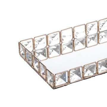 Elegancka, lustrzana, kryształowa taca prostokątna Glam