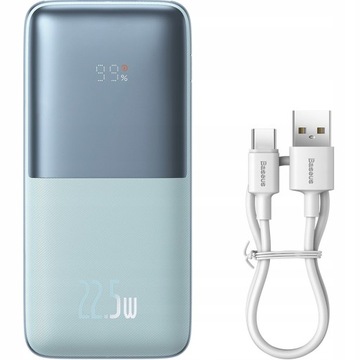 BASEUS SZYBKI POWER BANK 10000MAH 22.5W 3x USB USB-C PD QC Z KABLEM