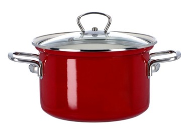 Garnek emaliowany 18/2,8L pokrywka szklana ECO CERAMIC BELIS czerwony146851