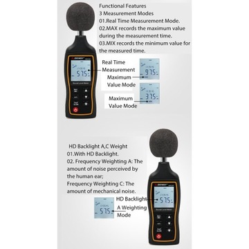Считыватель уровня звука Портативный многофункциональный цифровой шумомер с измерением высоты