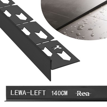 Откос для душа 140CM MAT BLACK Левый - REA