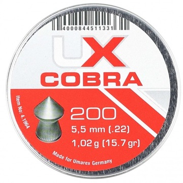 Śrut do wiatrówek Umarex Cobra szpic 1,02 grama kal. 5,5 mm 200 sztuk