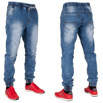 Spodnie męskie jogger jeans W:35 92 CM granat