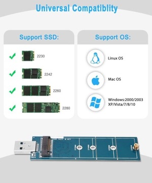 Переходник SSD M.2 SATA B B+M на USB 3.0