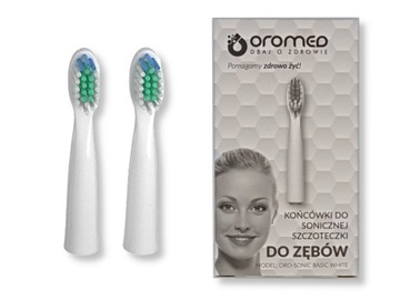 KOŃCÓWKI DO SZCZOTECZKI ORO-SONIC BASIC WHITE OROMED ORYGINALNE 2 SZTUKI