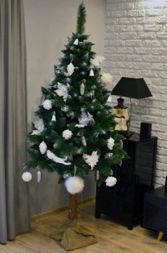 АЛМАЗНАЯ РОЖДЕСТВЕНСКАЯ ЕЛЬ НА СТОЛБИКЕ, ИСКУССТВЕННАЯ, 180СМ, ТОЛСТАЯ, КРАСИВАЯ, ПОДСТАВКА + СВОБОДНЫЙ ДЖУТ