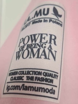 La..mu tunika bluzka Power of being a women róż LAMU rozmiar UNI S do 3XL