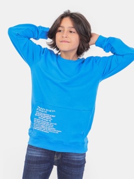 BLUZA CHŁOPIĘCA DRESOWA KIESZEŃ niebieska 128-134