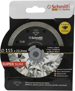 SCHMITH TARCZA DIAMENTOWA 115mm DO GRESU PŁYTEK