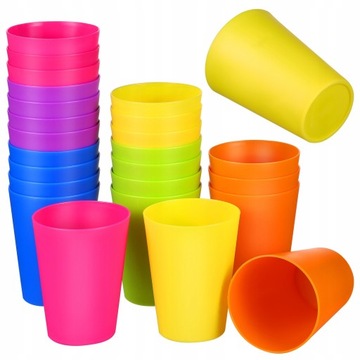 24 szt. Kolorowe kubki do picia plastikowe