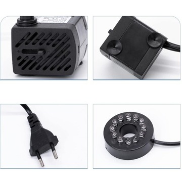 ZESTAW POMPA WODY REGULOWANA WYDAJNOŚĆ CICHA MAŁA 5W 350L/H 12 LED DO OGRÓD