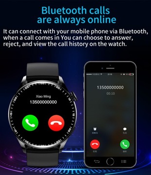 Умные часы с круглым экраном, NFC, Bluetooth-соединение