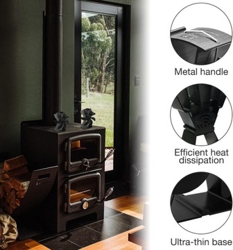 7 łopatowy wentylator kominkowy zasilany ciepłem termometr rękawiczki