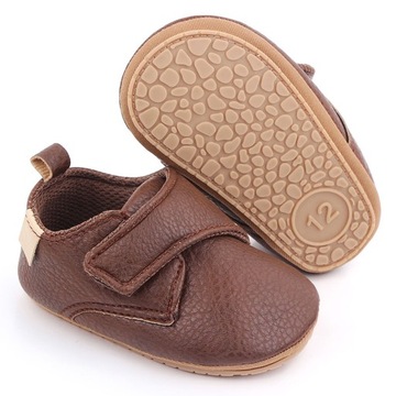 BUCIKI buty na chrzest sesję eleganckie NIEMOWLĘ NIECHODKI 18 0-6m | BRĄZ