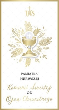 Prezent na Komunię od Ojca Chrzestnego, Kartka pięknie zdobiona cudna PM356