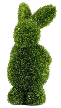 Duży zając siedzący flokowany, zielony, 6x14x14cm WIELKANOC, Święta