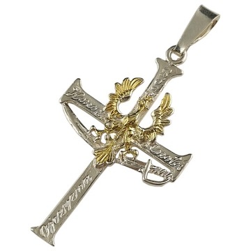Krzyżyk Srebrny Patriotyczny Bóg Honor