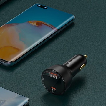 АВТОМОБИЛЬНОЕ ЗАРЯДНОЕ УСТРОЙСТВО BASEUS 1X USB-A 1X USB-C СВЕТОДИОДНЫЙ ДИСПЛЕЙ PD QC 100 Вт