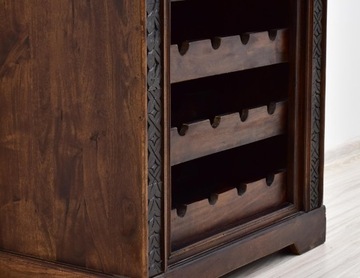 Komoda na wino kolonialna lite drewno akacja indyjska ręcznie rzeźbiona