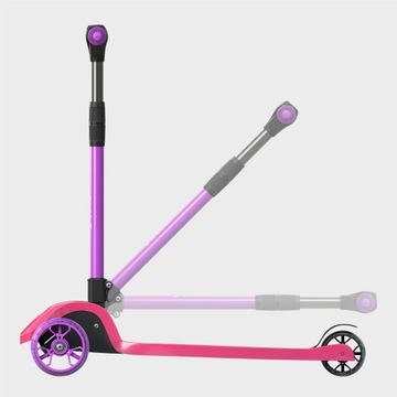 Самокат ДЕТСКИЙ, складной, регулируемый, Tulano Rookie 25 Pink, светодиодные колеса