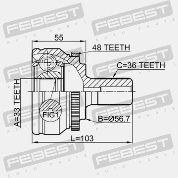 FEBEST 2710-S60A48 SADA KLOUBU HŘÍDEL HNACÍ