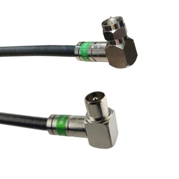 Kabel antenowy | wtyk TV kątowy - F kątowy | czarny 50m