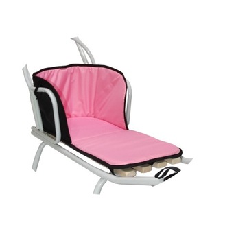 Металлические санки Kubuś со спинкой и толкачом + матрас