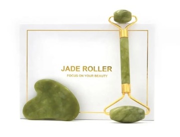 WAŁEK I PŁYTKA Z JADEITU DO MASAŻU TWARZY PUDEŁKO