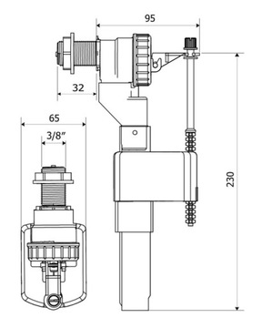 ПРОМЫВОЧНО-ЗАПОЛНИТЕЛЬНЫЙ КЛАПАН 3/8 БАК ДЛЯ УНИТАЗА из АБС-пластика