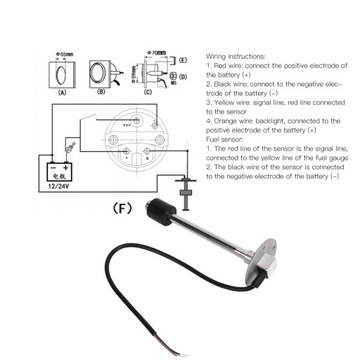 Комплект датчика топлива с указателем уровня топлива, точность измерения 52 мм, M3