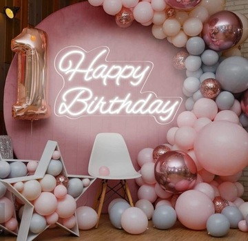 Neon Happy Birthday Spersonalizowany LED dla
