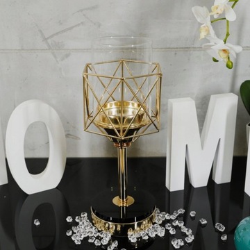 Подсвечник Glamour Lantern Chrome Gold кристалл
