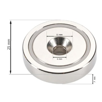 5x UCHWYT MAGNETYCZNY OBUDOWA STALOWA WKRĘT D25 mm