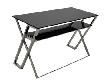 Srebrno czarne szklane biurko 119x58x74 GG1008
