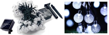 GIRLANDA OGRODOWA ŁAŃCUCH LAMPKI LED SOLARNA 5m BIAŁY ZIMNY