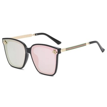 Nowe modne damskie okulary przeciwsłoneczne Oversize Square Bee damskie męs
