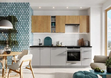 Zestaw mebli 1,8/2,4m Platyna/Dąb Burlington