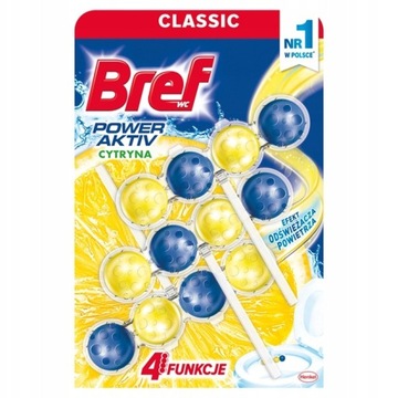 Bref Zawieszka Kulki do WC Aktiv Lemon 3x50g