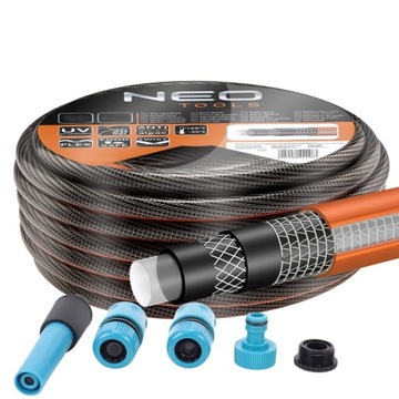 NEO WĄŻ OGRODOWY NIE SKRĘCAJĄCY 6-WARSTWOWY 30BAR 1/2'' 20M +złączki POLSKI