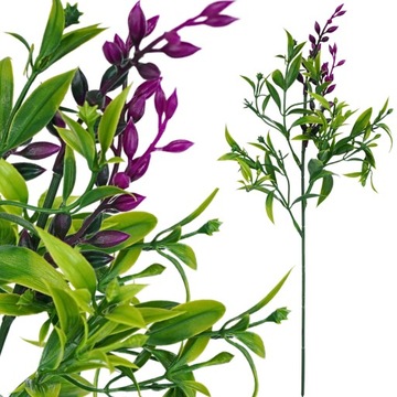 SZTUCZNE KWIATY RUSKUS GAŁĄZKA LIŚCI ZIELONYCH NA STROIK FLORET RÓŻOWA 56cm