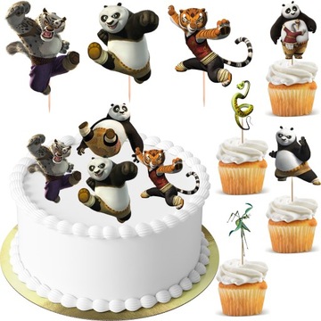 TOPPER KUNG FU PANDA NA TORT BABECZKI POSTACI 8 sztuk