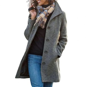 Women Winter Coat Cardigan Single-breasted Solid C