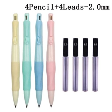4 шт./лот, набор механических карандашей с удобной ручкой, 0,5/0,7/0,9/2,0 мм, стержни 2B