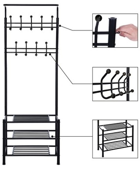 Вешалка для одежды, подставка для обуви 2в1 192 x 65 x 29 (W003)