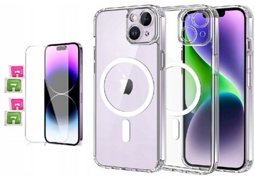 ETUI CASE IPHON 15 BEZBARWNE PRZEZROCZYSTE | MAGSAFE + SZKŁO 9H GRATIS